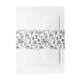 Schwarz-Weiß-Vintage Blütentoilette Einladungsbanderole