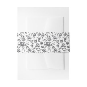 Schwarz-Weiß-Vintage Blütentoilette Einladungsbanderole