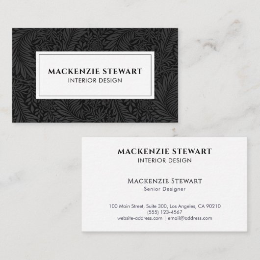Schwarz-weiß Vintage botanische Beruflich Visitenkarte (Vorne/Hinten)