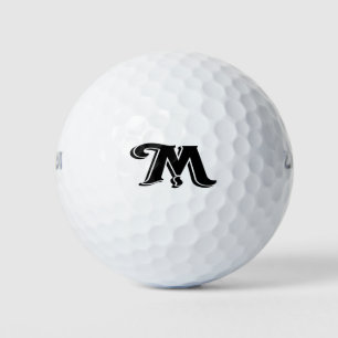 Schwarz-Weiß-Vintage-Buchstabe M Monogramm Golfball