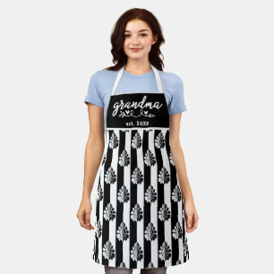 Schwarz-Weiß Vintage-Damask-Streifen Oma Est Schürze