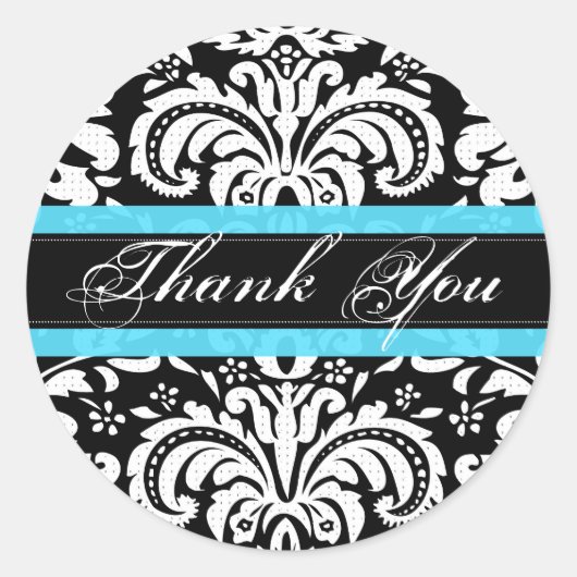 Schwarz & Weiß Vintage Damasken Muster-Monogramm Runder Aufkleber (Vorderseite)