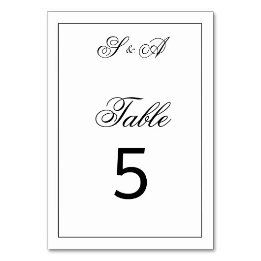 Schwarz-Weiß-Vintage Elegance Hochzeit Tischnummer (Rückseite)