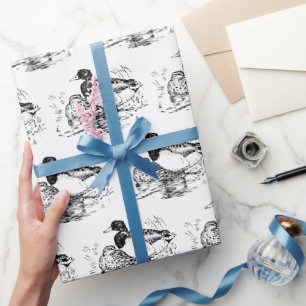 Schwarz weiß vintage Enten Party Verpackung Geschenkpapier