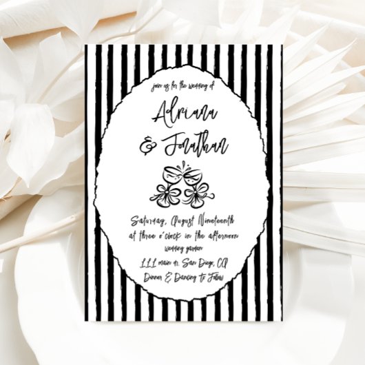 Schwarz-Weiß-Vintage Foto-Hochzeit Einladung