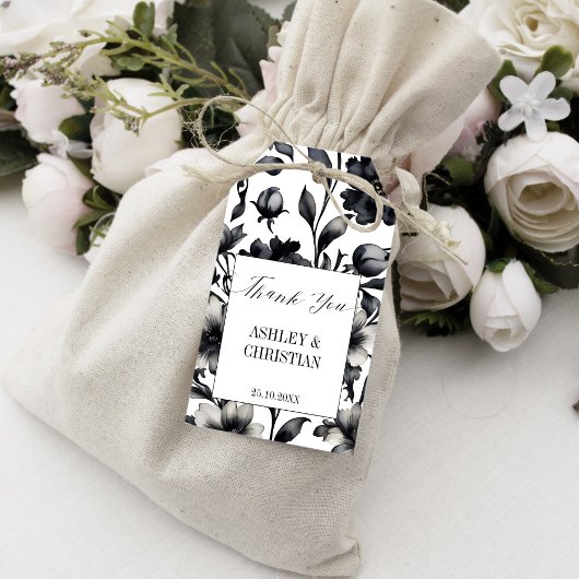 Schwarz-Weiß-Vintage Hochzeitsgunst Geschenkanhänger