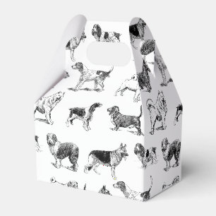 Schwarz-Weiß-Vintage-Hundemuster Geschenkschachtel