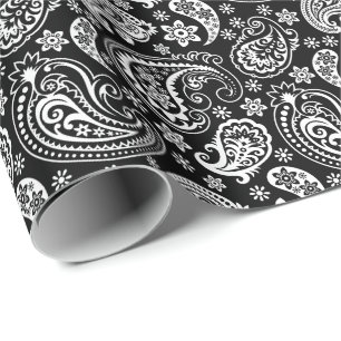 Schwarz-Weiß Vintage Paisley Geschenkpapier