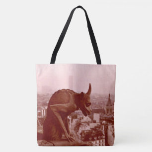 Schwarz-Weiß-Vintage-Paris-Foto-Gargoyle-Tasche Tasche