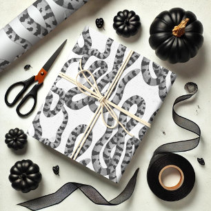 Schwarz-Weiß-Vintage Schlangen-Muster Geschenkpapier Set