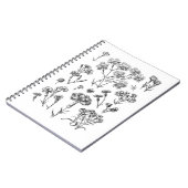 Schwarz-Weiß-Vintage Tattoo-Blume Notizblock (Linke Seite)