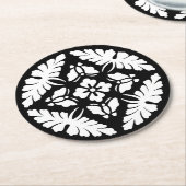 Schwarz-Weiß-Vintage Zierzeitschrift Runder Pappuntersetzer (Angewinkelt)
