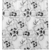 Schwarz-Weiß-Vintages elegantes Blumenmuster Duschvorhang (Vorderseite)