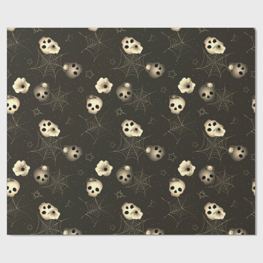 Schwarz-Weiß-Vintages Halloween-Muster Geschenkpapier (Flach)