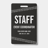 Schwarz Weiß VIP All Access Pass Personal Ausweis (Rückseite)