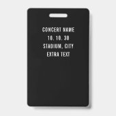 Schwarz Weiß VIP All Access Pass QR Code Konzert Ausweis (Rückseite)