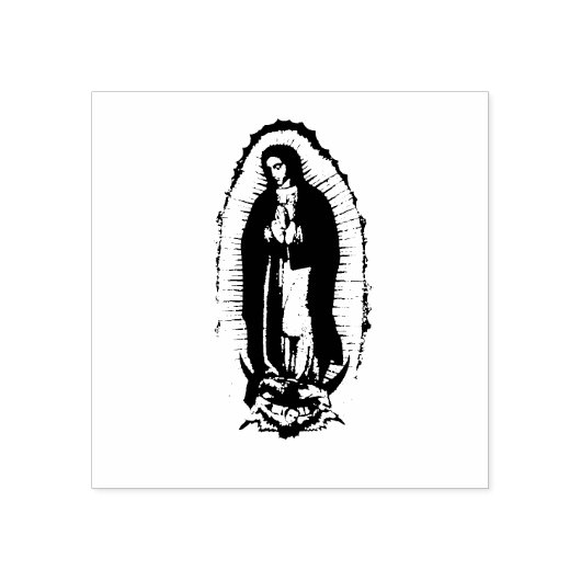 Schwarz-Weiß-Virgen de Guadalupe Gummistempel (Prägung)