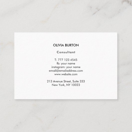 Schwarz-Weiß-Visitenkarte. Einfache Visitenkarte. Visitenkarte (Rückseite)