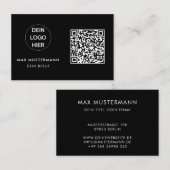 Schwarz Weiß Visitenkarte mit Logo und QR Code (Vorne/Hinten)