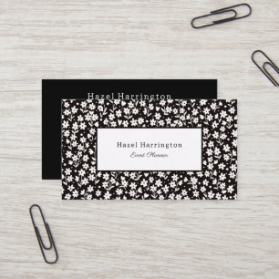 Schwarz-Weiß-Visitenkarten-Floral-Event-Planer Visitenkarte