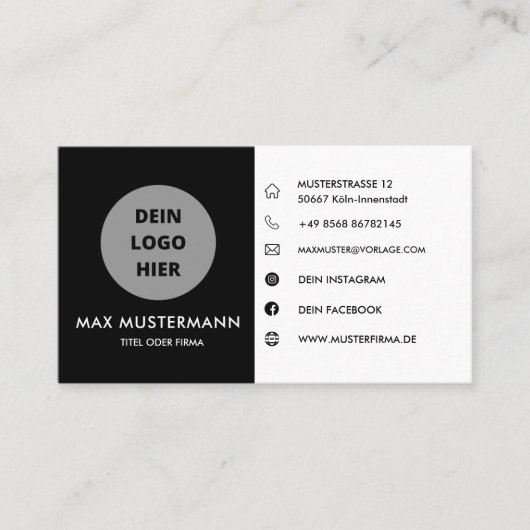 Schwarz/Weiß Visitentenkarte Gestalten Vorlage Visitenkarte (Vorderseite)