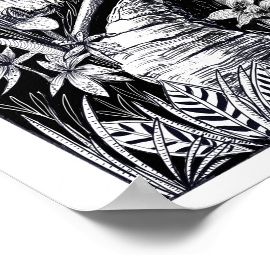 Schwarz-Weiß-Vogelfarbe zeichnend Poster (Ecke)