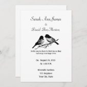 Schwarz-Weiß-Vogelwelt-Hochzeit Einladung (Vorne/Hinten)