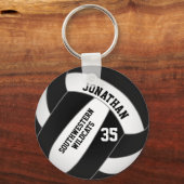 Schwarz-Weiß-Volleyball-Mannschaftsfarben Jungs Schlüsselanhänger (Rückseite)