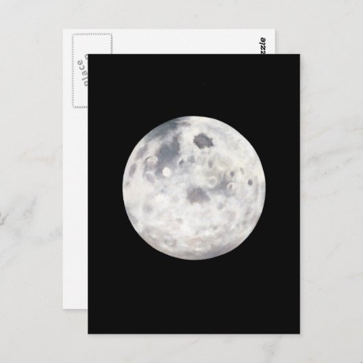 Schwarz-Weiß-Vollmond-Ölgemälde Postkarte (Vorne/Hinten)