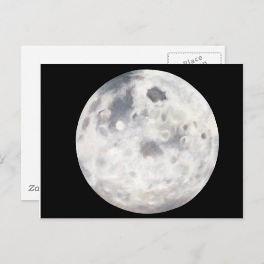 Schwarz-Weiß-Vollmond-Ölgemälde Postkarte (Vorne/Hinten)