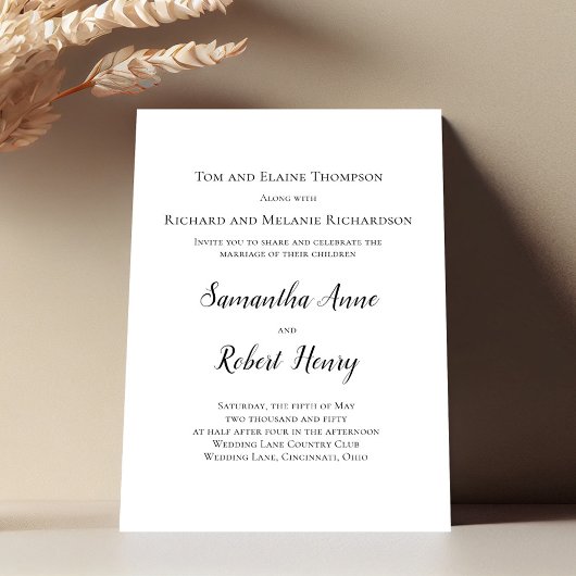 Schwarz-Weiß-Vorlage für einfaches klassisches Skr Einladung