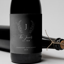 Schwarz-Weiß-Vorlage für Monogramm-Familienname Weinetikett