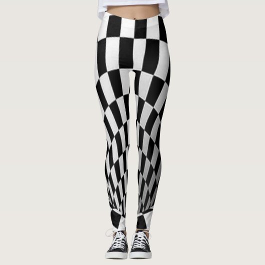 Schwarz-Weiß-Vortex-Illusion Leggings (Vorderseite)
