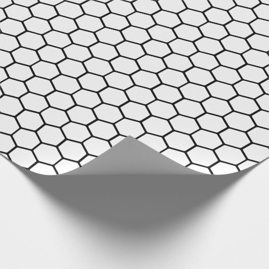 Schwarz-Weiß-Wabenkraut Gemustert Geschenkpapier (Ecke)