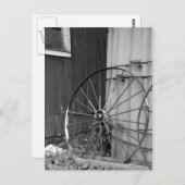 Schwarz-Weiß-Wagenrad und Silo Postkarte (Vorne/Hinten)