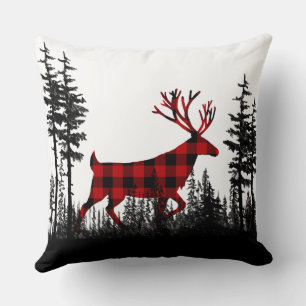Schwarz-Weiß-Wald Buffalo Kariert Stag Kissen