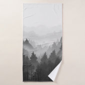 Schwarz-Weiß-Wald Landschaft Minimalistisch Badehandtuch (Badehandtuch)
