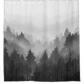 Schwarz-Weiß-Wald Landschaft Minimalistisch Duschvorhang (Vorderseite)