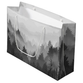 Schwarz-Weiß-Wald Landschaft Minimalistisch Große Geschenktüte