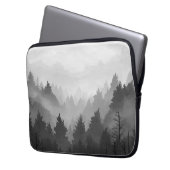 Schwarz-Weiß-Wald Landschaft Minimalistisch Laptopschutzhülle (Vorderseite Links)