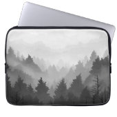 Schwarz-Weiß-Wald Landschaft Minimalistisch Laptopschutzhülle (Vorderseite)