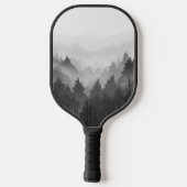 Schwarz-Weiß-Wald Landschaft Minimalistisch Pickleball Schläger (Rückseite)