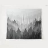 Schwarz-Weiß-Wald Landschaft Minimalistisch Wandteppich (Vorderseite (Horizontal))