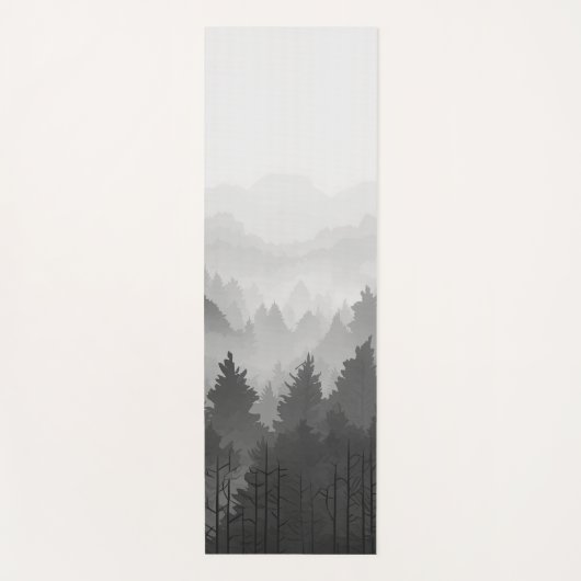 Schwarz-Weiß-Wald Landschaft Minimalistisch Yogamatte (Vorderseite)