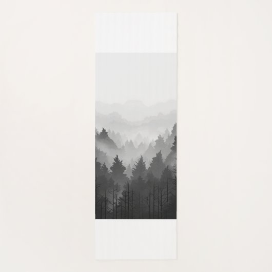 Schwarz-Weiß-Wald Landschaft Minimalistisch Yogamatte (Rückseite)