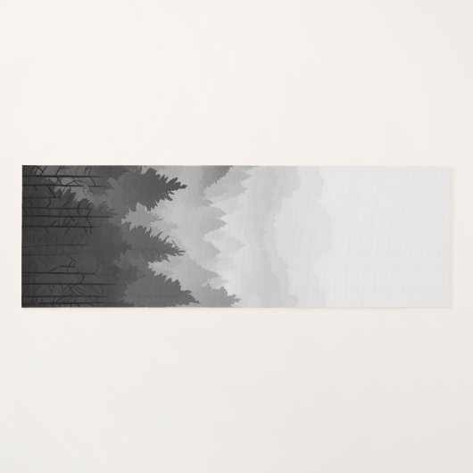 Schwarz-Weiß-Wald Landschaft Minimalistisch Yogamatte (Vorderseite (Horizontal))