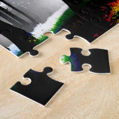 Schwarz-Weiß-Wald mit Rainbow-Verzauberung Puzzle (Seite)