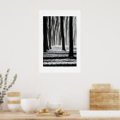 Schwarz-Weiß, Waldmotif-Schöpfung. Poster (Küche)