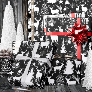 Schwarz-Weiß-Waldrinder Geschenkpapier