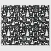 Schwarz-Weiß-Waldrinder Geschenkpapier (Flach)